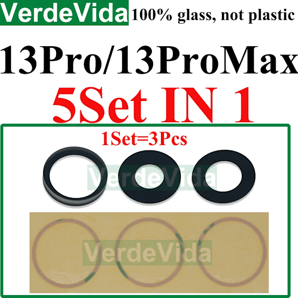 5 set Bakre Kameraglas för iPhone 16 Plus 15 14 13 ProMax Bakre Kameraskydd Lins Klistermärke 5x 13Pro 13PM
