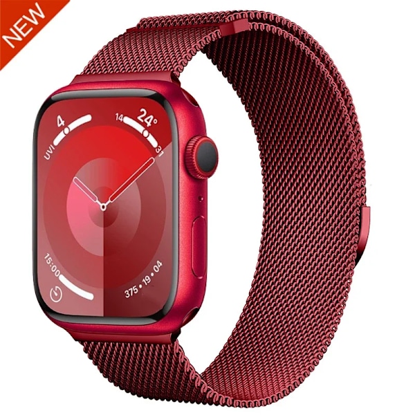 Magnetiskt Milanese Armband För Apple Watch Band 10 9 8 7 46mm 42mm 45mm 41mm Ultra 2 49mm Metallarmband iWatch 6 5 4 SE 44mm 40mm Red NEW For Series 10 46mm