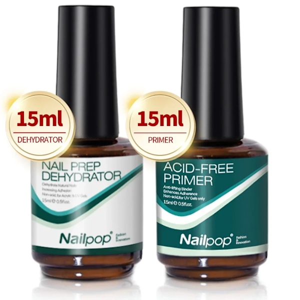 Nailpop Nagel Dehydrator och Primer Syrafri Naturlig Nagel Förberedelse för Akryl och UV Gel Nagellack Snabbtorkande Överlägset Bindningsset Nail Prep Kit