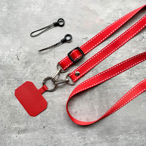 Simplicity Crossbody Mobiltelefon Snodd Justerbar Hängande Halsrem Med Universalklämma Anti-förlorad Mobiltelefon Snoddar Red