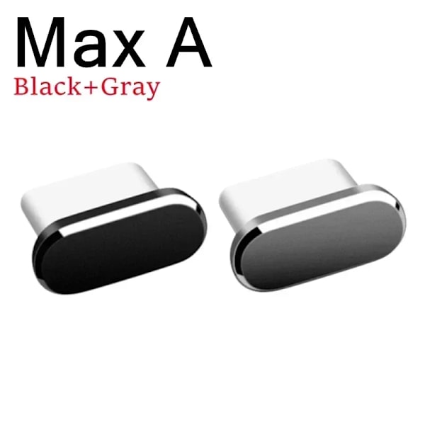 2 st 16PM Metall Dammskydd För iPhone 16 15 Pro Max Plus USB Typ C Laddningsport Pluggar Stopp Mobiltelefon Typ-C Skyddslock Mix A Black Gray