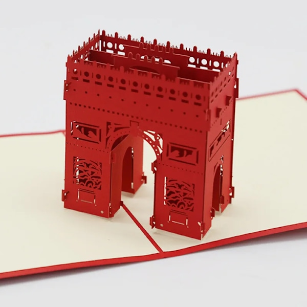 Pop UP 3D Födelsedagskort Världsattraktioner Kort Affärsinbjudan Pojke Gåva Hälsning Turistvykort för Pojkvän Pappa Present Arc de Triomphe