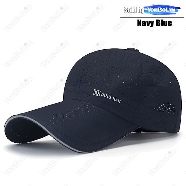 Sommar Keps med Bred Skärm, Andningsbar, Perforerad, Snabbtorkande, Justerbar - Solhatt Truckerkepsar Pappa Hattar NavyBlue