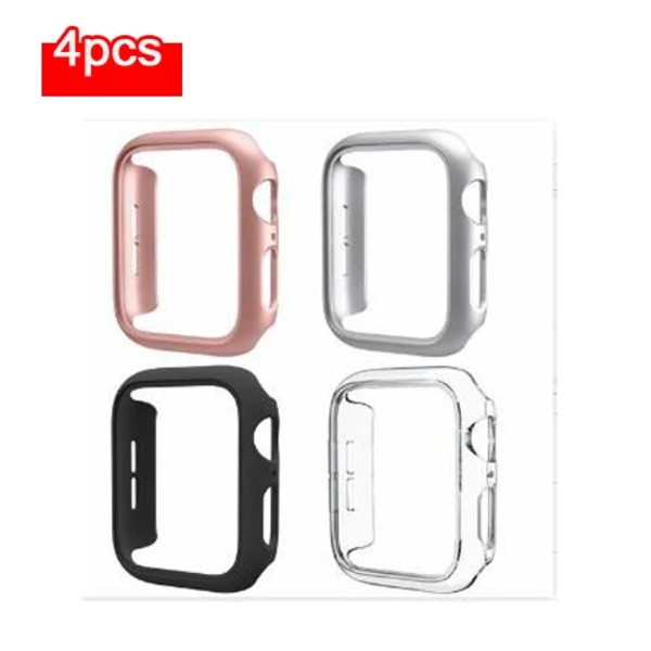 4 st Fodral för Apple Watch Series 7 8 41mm 45mm 40mm Skydd PC-skydd för iWatch Series 6 5 4 38mm 42mm Stötfångarfodral Ingen Skärm C 41mm