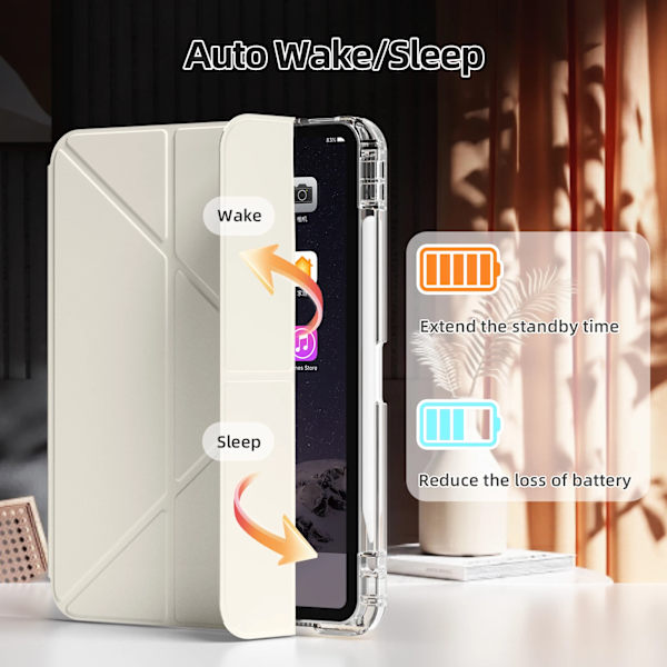ZOYU Smart Case med pennhållare för iPad Air 4 Air 5 Air 6 A16 11:e M2 M3 iPad Pro 11 12.9 13 10 Gen 10.2 9:e 8:e 7:e Mini 7 6 Grey iPad Air45 2020-2022