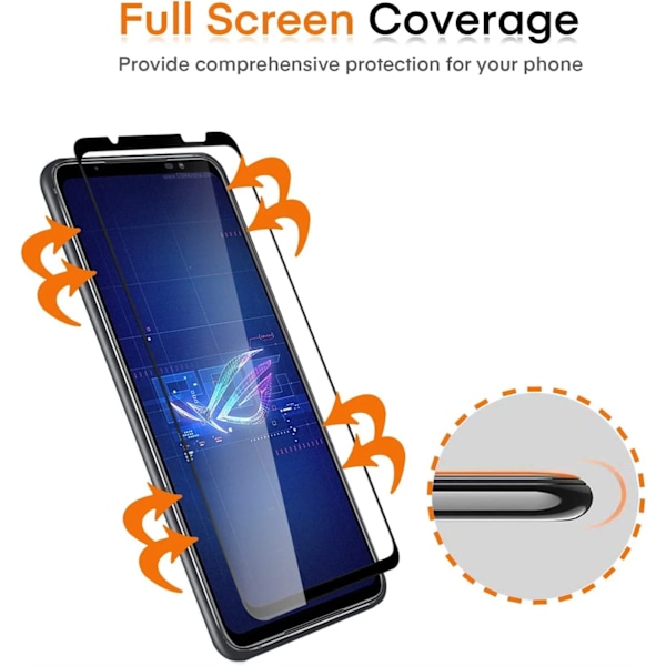 Skärmskydd i härdat glas med full täckning för ASUS ROG Phone 5/5Pro 5/5s/5s Pro 5 Ultimate 6/6 Pro/ 6D/ 6D Ultimate 7/7Ultimate For ROG 6 Ultimate 2 piece