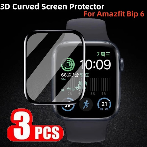 3 ST 3D Böjt Skärmskydd För Amazfit Bip 6 Bip 5 3 Pro Full Täckning Härdat Glas Film för Huami Amazfit Bip6 Inte Glas Amazfit Bip 3 3PCS