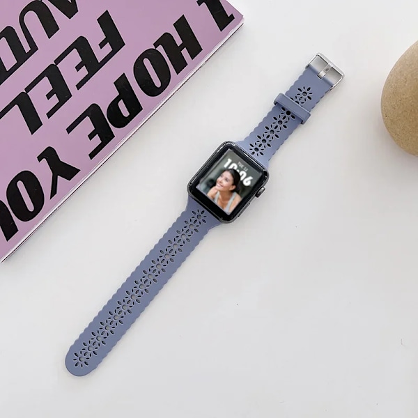 Silikonarmband för Apple Watch 44 mm 40 mm 38 mm 42 mm Ultra 2 49 mm Sportarmband iwatch Series 9 7 8 6 Se 5 4 3 41 mm 45 mm band Gray blue-16 38mm 40mm 41mm