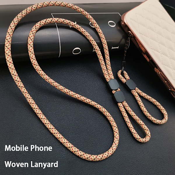 Lång Hals Hängande Kedja Handvävd Mobiltelefon Lanyard Stark och Längdjusterbar Dubbelanvändning Lanyard Telefon Anti-förlorad Hänge Rose Red