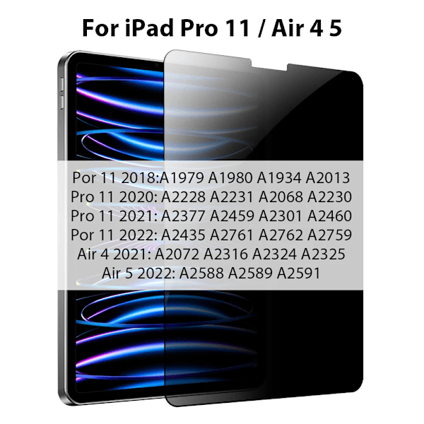 Sekretessglas för iPad Pro 13 12.9 11 2025 M4 M3 10:e 10 Generation A16 Skärmskydd Air 5 4 7:e 8:e 9:e 10.2 Mini 6 7 Film Pro 11 Air 4 5
