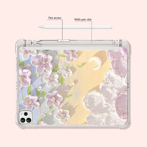 Skal för iPad iPad Pro 11 2:a 3:e 4:e iPad 12.9 4:e 5:e 6:e Air 4:e 5:e 10.9 iPad 7:e 8:e 9:e 10.2 Blommig Fodral med Pennhållare iPad 10th(10.9)