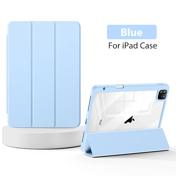 Skal för iPad 10:e 10.9 Generation A16 Pro 11 12.9 13 2025 Funda För iPad Air 5 4 7:e 8:e 9:e 10.2 Mini 6 7 Fodral Pennhållare Blue 7th 8th 9th 10.2
