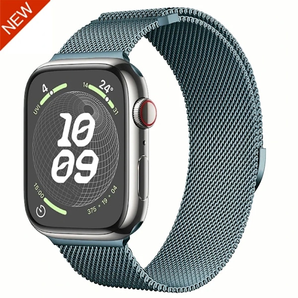 Magnetiskt Milanese Armband För Apple Watch Band 10 9 8 7 46mm 42mm 45mm 41mm Ultra 2 49mm Metallarmband iWatch 6 5 4 SE 44mm 40mm Light green NEW For Series 10 46mm