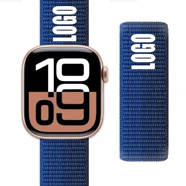 Nylon Loop Armband för Apple Watch band 44mm 40mm 45mm 41mm 46 42mm 49mm 44 45 mm armband iWatch serie 10 9 SE 7 6 5 4 Ultra 2 135-Dynamic blue 42 44 45 46 49 mm