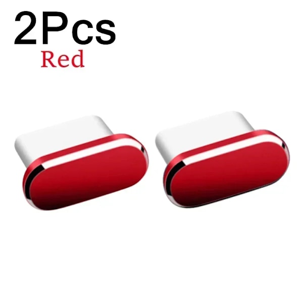 2 st 16PM Metall Dammskydd För iPhone 16 15 Pro Max Plus USB Typ C Laddningsport Pluggar Stopp Mobiltelefon Typ-C Skyddslock 2Pcs Red