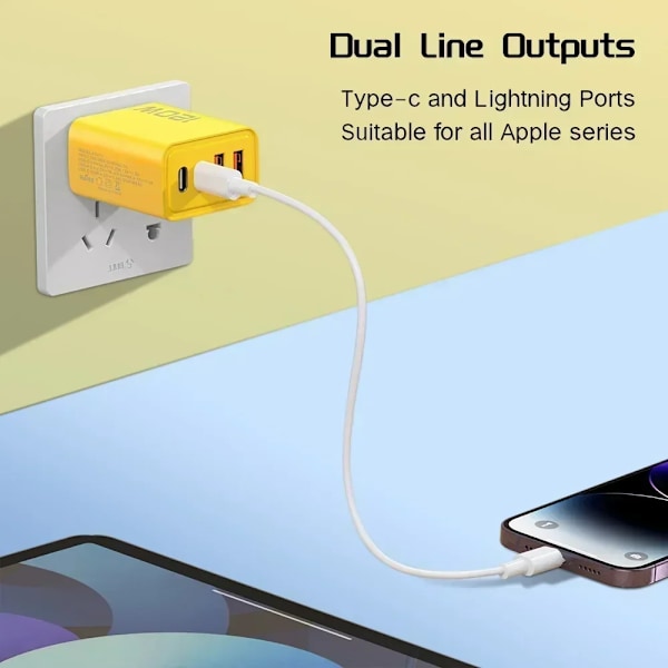 120W Snabbladdning 4 Portar Mobiltelefonladdare QC3.0 USB Typ C Laddare Dubbel PD Väggadapter EU/US/UK Kontakt för IPhone15 Xiaomi EU Set