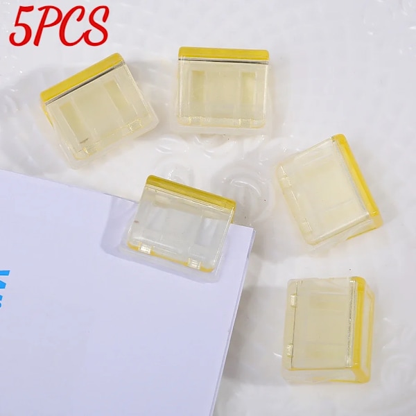Godisfärgad Transparent Tryck Pappersklämma Tryckare Papper Testfiler Mini Förvaringsklämma Indexsida Klämma Kontorsbindning Skrivmaterial Yellow 5PCS
