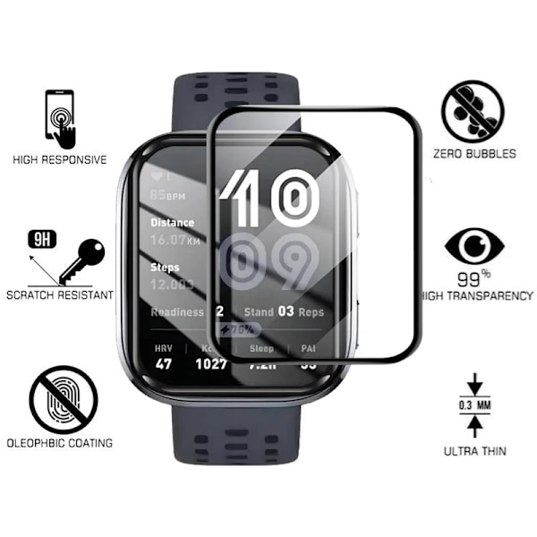 3 ST 3D Böjt Skärmskydd För Amazfit Bip 6 Bip 5 3 Pro Full Täckning Härdat Glas Film för Huami Amazfit Bip6 Inte Glas Amazfit Bip 3 3PCS