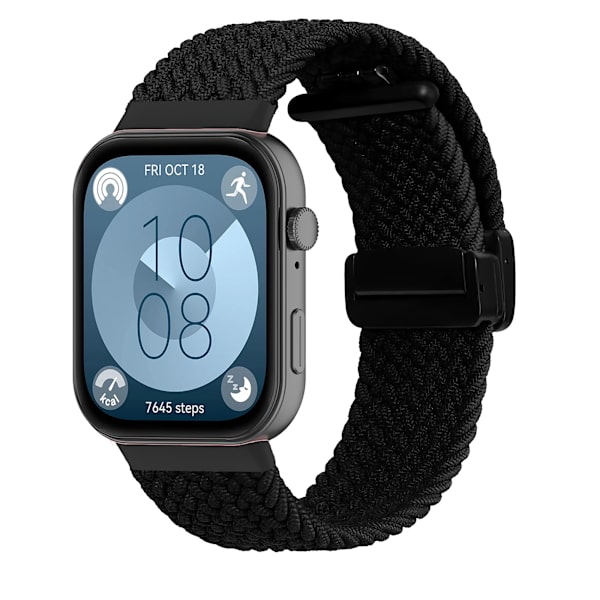 Flätat armband för HUAWEI Watch Fit 4 Pro-rem Magnetisk nylon Solo Loop Armband för Smartwatch Huawei Watch Fit 4/3-remmar Black For Huawei fit 3