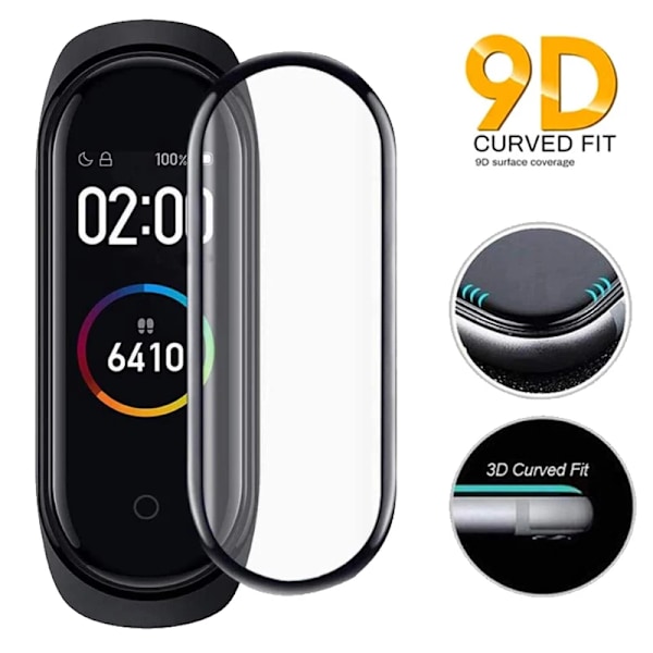 9D Full Screen Protector för Xiaomi band 6 7 8 film armband Mi band Smart Watch Miband Mjukt Skyddsglas xiaomi band 4 5 Film For Mi Band 5 3PCS
