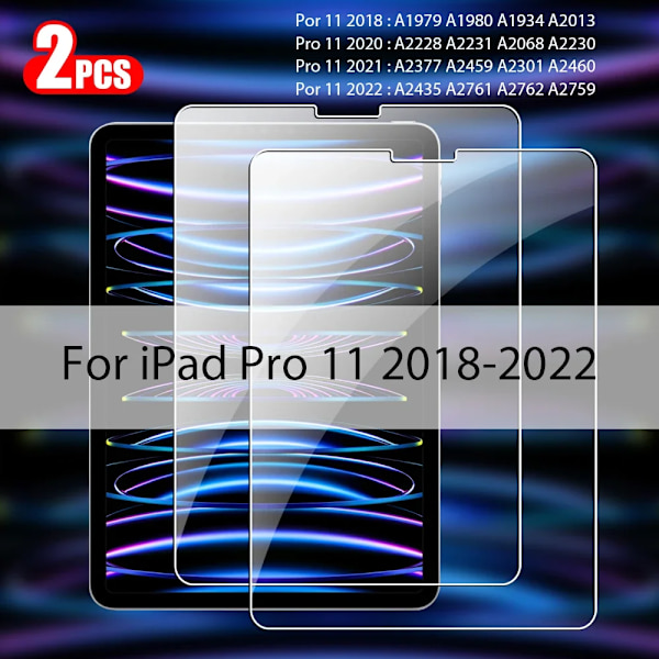 2 st Härdat Glas För Ipad Air 11 M2 M3 5:e 4 Pro 13 12.9 M4 Skärmskydd A16 10 9 9:e 10:e 11:e Generationen 2025 2024 Film Pro 11 2018-2022