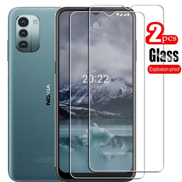 2 STYCKEN FÖR Nokia G21 G11 Härdat Glas Skyddsfilm på NokiaG21 NokiaG11 TA-1401 TA-1418 Skärmskyddsfilm For Nokia G11