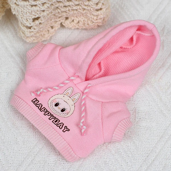 Kläder och accessoarer till Labubu, minidocka 17 cm Labubu II Idol Sweatshirt Hjärtklappning Hoodie Jeans Set Kläder Pink No Doll