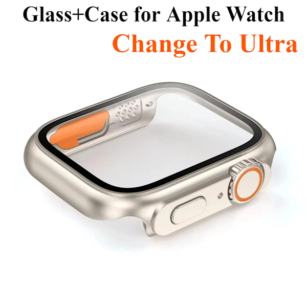 Glas+Skal För Apple Watch S10 42mm 46mm Skärmskydd Fodral Byt Till Ultra Bumper Skal Fodral För iWatch Series 10 987654SE Titanium Series10 42MM
