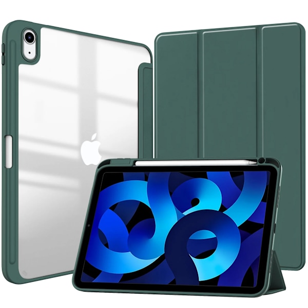 Smart PU-fodral för iPad Air 4:e 5:e iPad 10:e 10.9 Funda för iPad Pro Air 11:e 11 7:e 8:e 9:e 10.2 2 9.7 3 10.5 Transparent Skal dark green iPad 5th 6th 9.7
