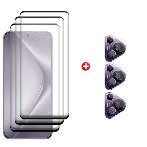 6-i-1 För Huawei Pura 70 Pro Glas För Huawei Pura 70 Pro Härdat Glas Böjd Skärmskydd Huawei Pura 70 Pro Lins Glas 3 Glass and 3 Lens Huawei Pura 70 Pro