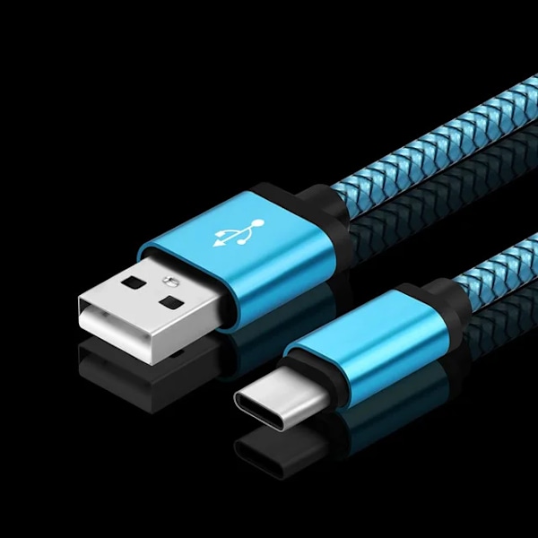 2m 3m USB Typ C Kabel snabbladdning Batteriladdare Sladd för Samsung Galaxy A51 A71 A5 A70 A81 M31 A12 S21 S10 S10E S9 A50 Blue 0.25m