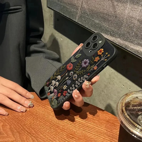 Skal för iPhone XS X XR 7 8 Plus 16E Präglat Blommönster Målat Telefonskal för iPhone 16 15 14 13 12 11 Pro Max SE2 Fundas SC02-HE-P0498 For iPhone 13Pro Max