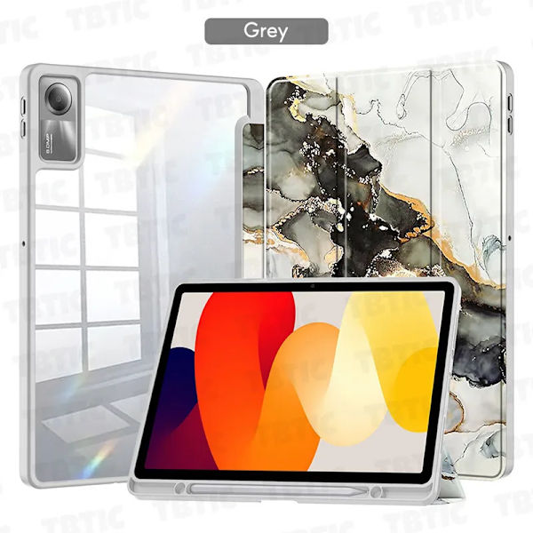 TBTIC Tablet Skydd För Redmi Pad SE 11 Xiaomi Pad 6 6 Pro Fodral Med Pennhållare Söt Estetisk Transparent Grey XiaomiPad6 6 Pro