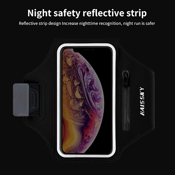 HAISSKY 6.5\" Sportarmband Telefonfodral För iPhone 15 14 13 12 11 Pro Max 16 AirPods Pro Samsung S24 Xiaomi Gym Träning Armband Grey