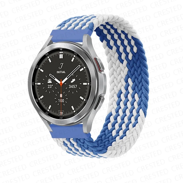 Flätat Solo Loop-armband för Samsung Galaxy Watch 7/5/6/4 44mm 40mm/4 classic 42 46mm Klockarmband 22 20mm correa Galaxy 5 45mm rem Blue and white L