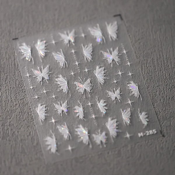 1 st 5D Japanska Kawaii Fjärils Nagelstickers Lyx Glitter Skal Aurora Nagelkonst Dekorationer Dekaler DIY Manikyr Slider Folie M285