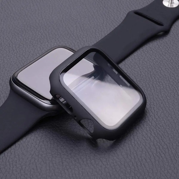 Glas+Skal för Apple Watch case 9 8 7 6 SE 3 iWatch Tillbehör Skärmskydd Apple watch series 44mm 40mm 38/42mm 45mm 41mm wine red 41mm series 7 8 9