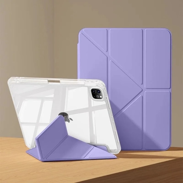 För iPad Air 5 Air 6 A16 11:e M3 iPad Pro 11 12.9 13 10 Gen 10.5 10.2 9:e 8:e 6:e 5:e 9.7\" Mini 7 6 Smart Fodral med Pennhållare light purple 10.2 7th 8th 9th