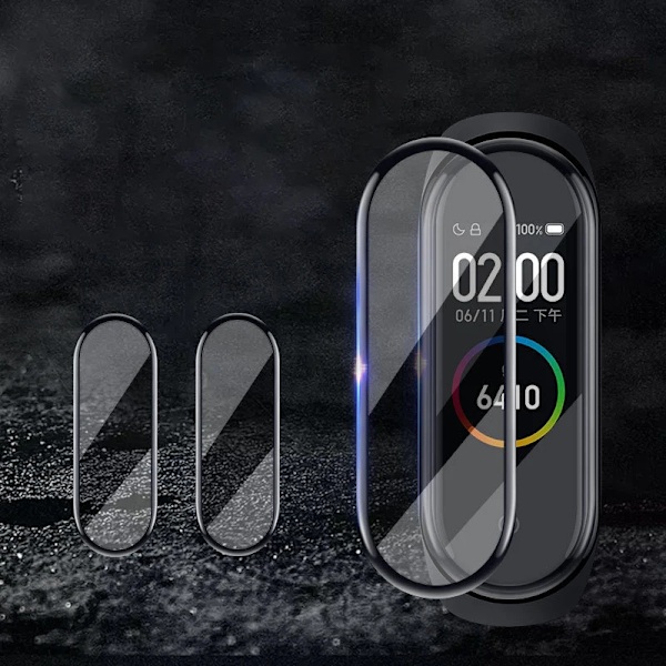 9D Full Screen Protector för Xiaomi band 6 7 8 film armband Mi band Smart Watch Miband Mjukt Skyddsglas xiaomi band 4 5 Film For Mi Band 5 3PCS