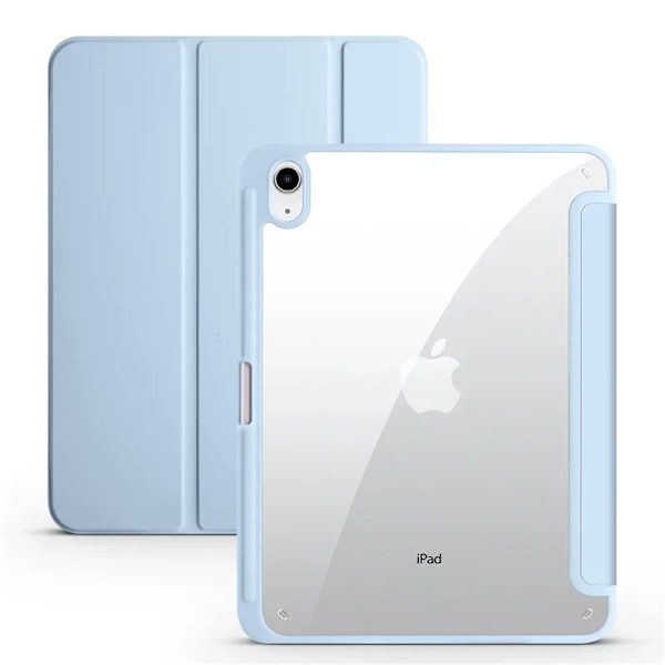 Fodral för Apple iPad 2025 med pennhållare, trefaldigt akrylklart bakstycke, smart skydd för iPad 11:e generationen 11 tum A16 sky blue For iPad 2025 A16