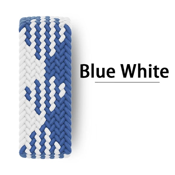 Armband för Apple Watch Band 44mm 40mm 45mm 41mm 49mm 42mm 38mm Nylon Flätat Elastiskt Armband iWatch Series 9 SE 8 7 6 5 4 Ultra Blue white SS