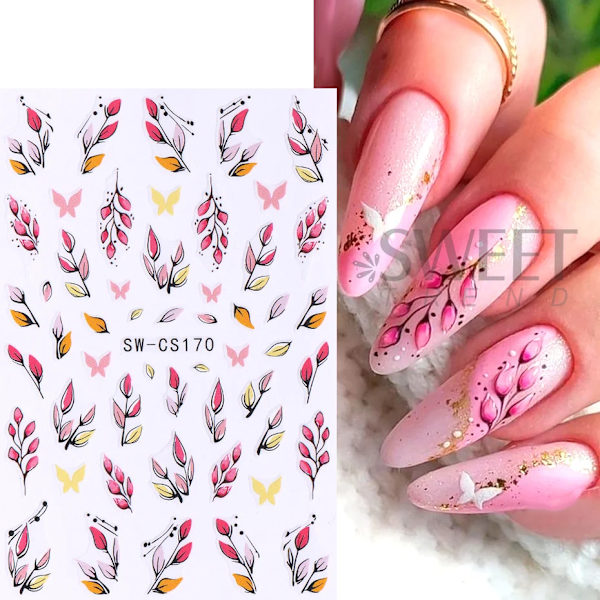 9 st Halloween Pumpa Nagelstickers Lönnlöv Självhäftande Dekal Slider Nageltillbehör Thanksgiving Höst Manikyr Dekoration SW-CS166-172 B024-25