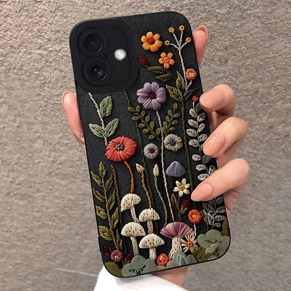 Skal för iPhone XS X XR 7 8 Plus 16E Präglat Blommönster Målat Telefonskal för iPhone 16 15 14 13 12 11 Pro Max SE2 Fundas SC02-HE-P0498 For iPhone 14Pro Max