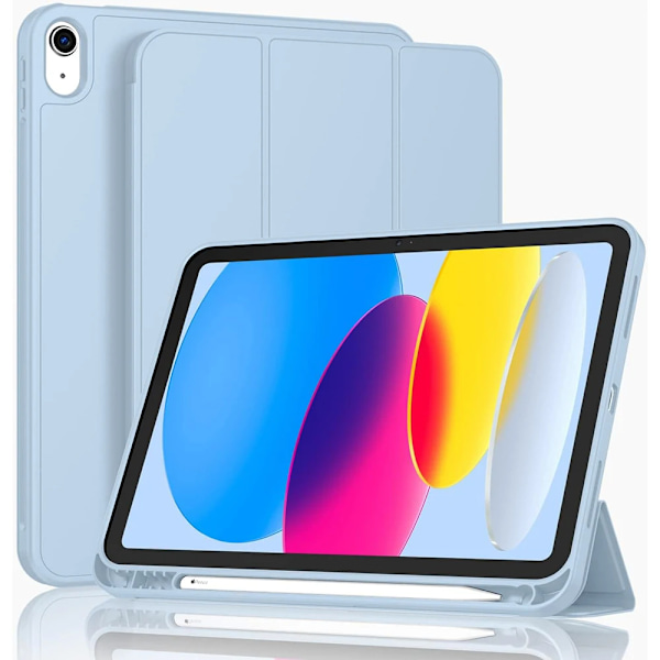 Funda Fodral för IPad 10:e Gen IPad Pro11 Air11 2024 IPad Air5 10.2 10.5 Air1 2 5:e 6:e 9.7 Magnetiskt Tablet Fodral med Pennhållare Sky Blue iPad 7th 8th 9th Gen
