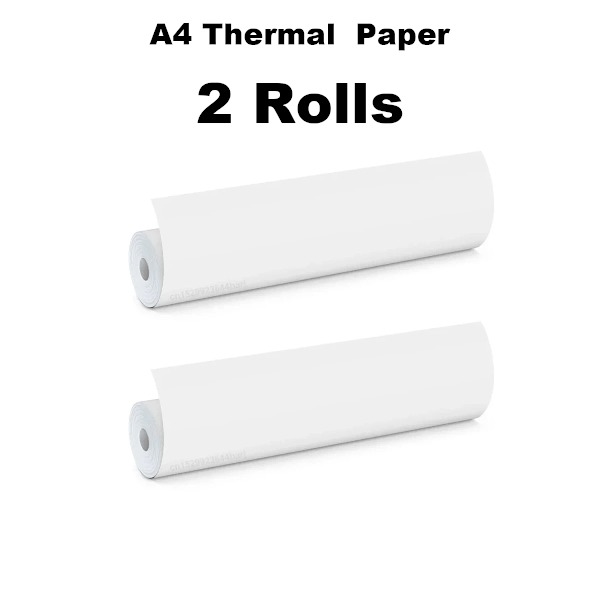 A4 Termopapper Termiskt Utskriftspapper 210*30mm för A4 Trådlös Bluetooth A40/X8 Skrivarpappersrulle 2 Rolls