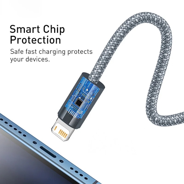 Baseus USB-kabel för iPhone 14 13 Pro Max Snabbladdning USB-kabel för iPhone 12 mini pro max Data USB 2.4A-kabel Blue 1m