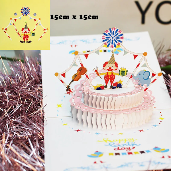 Pop UP 3D Födelsedagskort Världsattraktioner Kort Affärsinbjudan Pojke Gåva Hälsning Turistvykort för Pojkvän Pappa Present Clown-birthday card