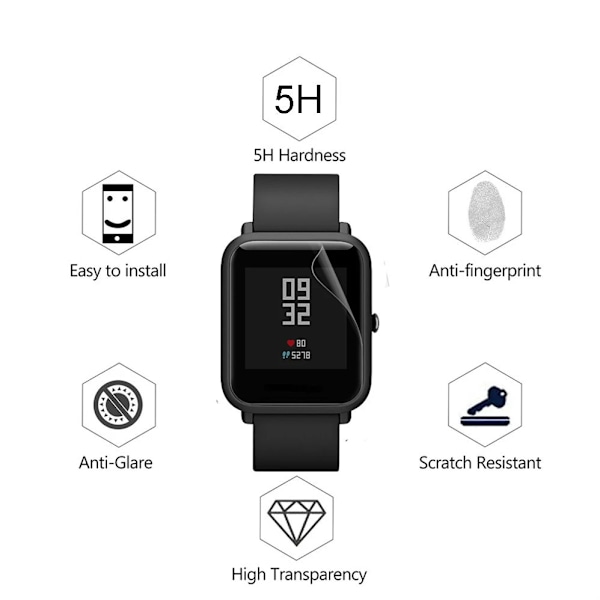 5 st Skärmskydd för Xiaomi Huami Amazfit Bip U BIT PACE Lite S Amazfit GTS 3 2 2e Mini POP Pro, Full täckning, Mjuk TPU-film Bip Bip S BipS Lite