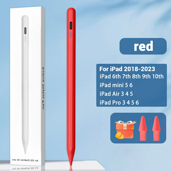 För iPad Pencil 2 1 Handflatavvisning Strömdisplay iPad Tillbehör iPad 2022 2021 2020 2019 2018 Pro 11 12.9 Air Mini Stylus Penna red