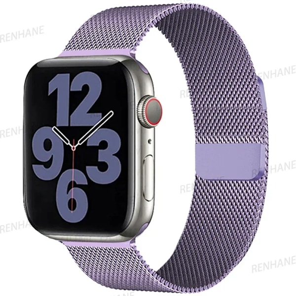 Milanese Armband för Apple Watch Ultra 2 49mm 45mm 46mm 44mm 40mm 42mm 41mm Armband för iWatch Series 10 9 3 4 6 5 SE 7 8 Rem Light Purple 38-40-41-42mm(S10)
